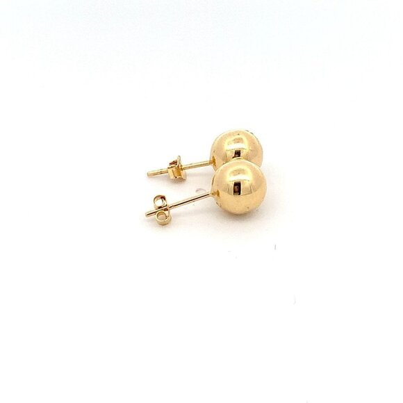 18K Yellow Gold Earrings Stud Ball Polished 1.32 grams - Picture 6 of 9